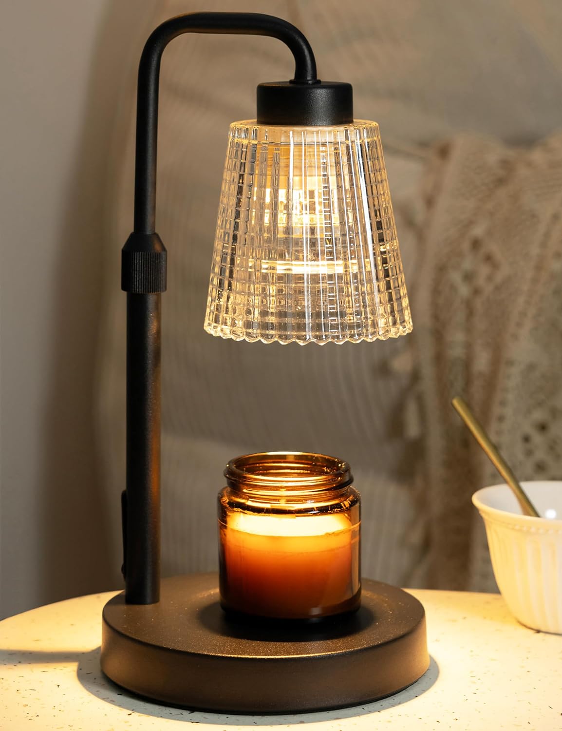AmbiGlow | Elegante dimbare kaarslampverwarmer met verstelbare hoogte, zacht LED-licht