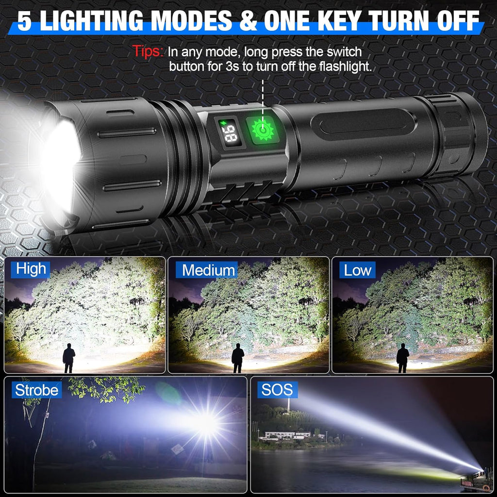 BeamBurst | Ultra Heldere LED Zaklamp - Krachtig, Lange Afstand, Waterdicht, Tactisch, Draagbaar