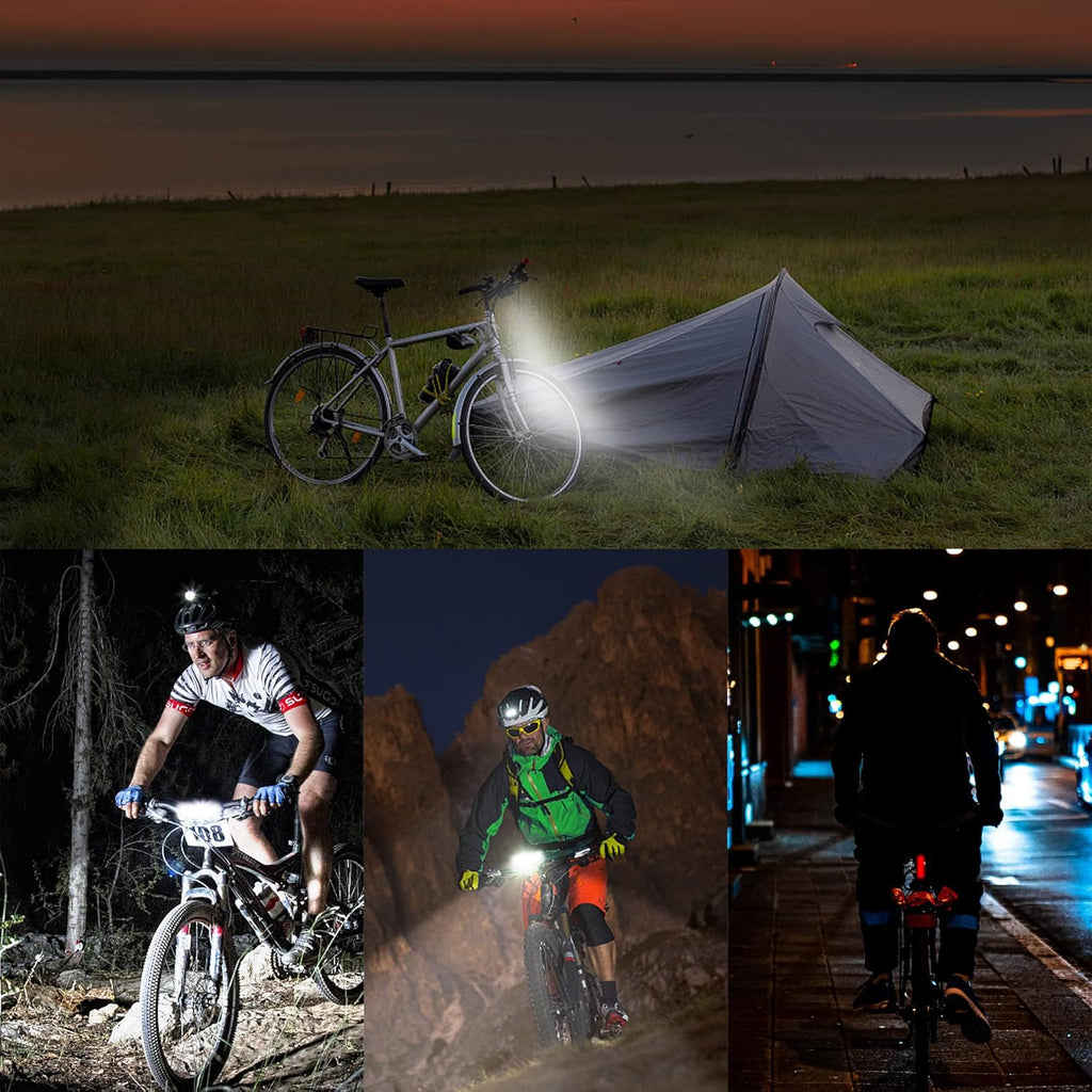 GlowRider | LED Fietsverlichting 1400 Lumen – Oplaadbare USB Waterdichte Fietskoplamp, Veiligheidslamp