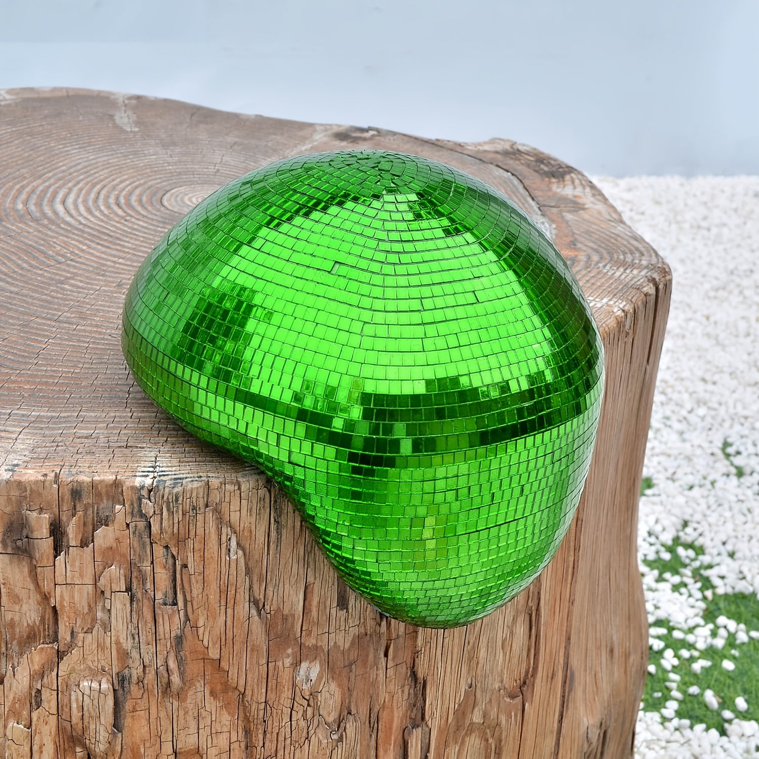 Meltique | Zilverkleurige gesmolten disco bal sculptuur - gespiegeld glas smelten bal, Decoratief Ornament voor in Huis