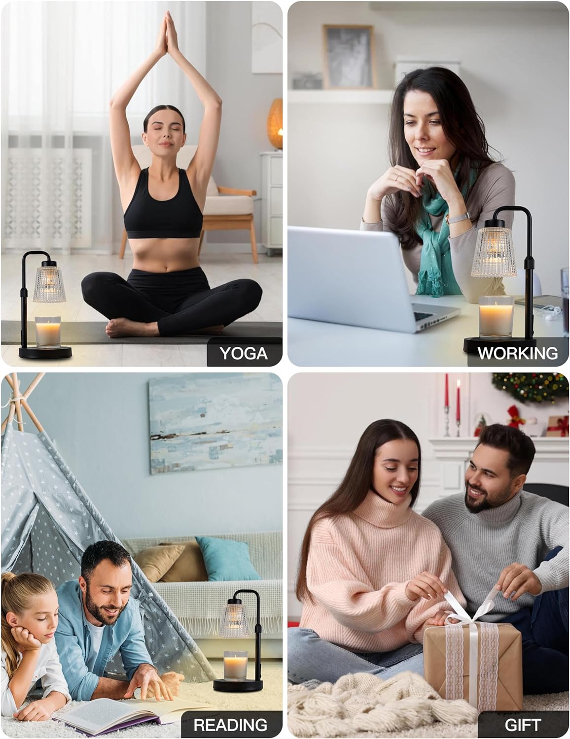AmbiGlow | Elegante dimbare kaarslampverwarmer met verstelbare hoogte, zacht LED-licht