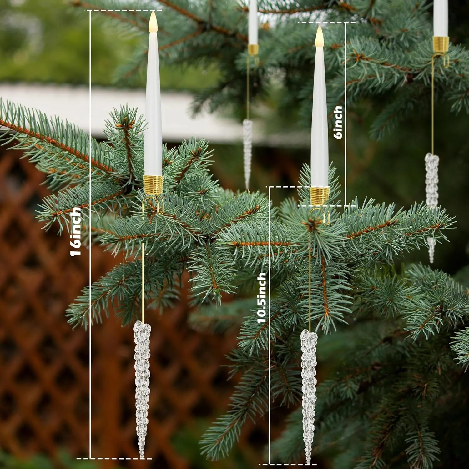 FrostGlow | Afstandsbediening vlamloze LED-kerstboomkaarsen – Acryl ijspegelhaakset