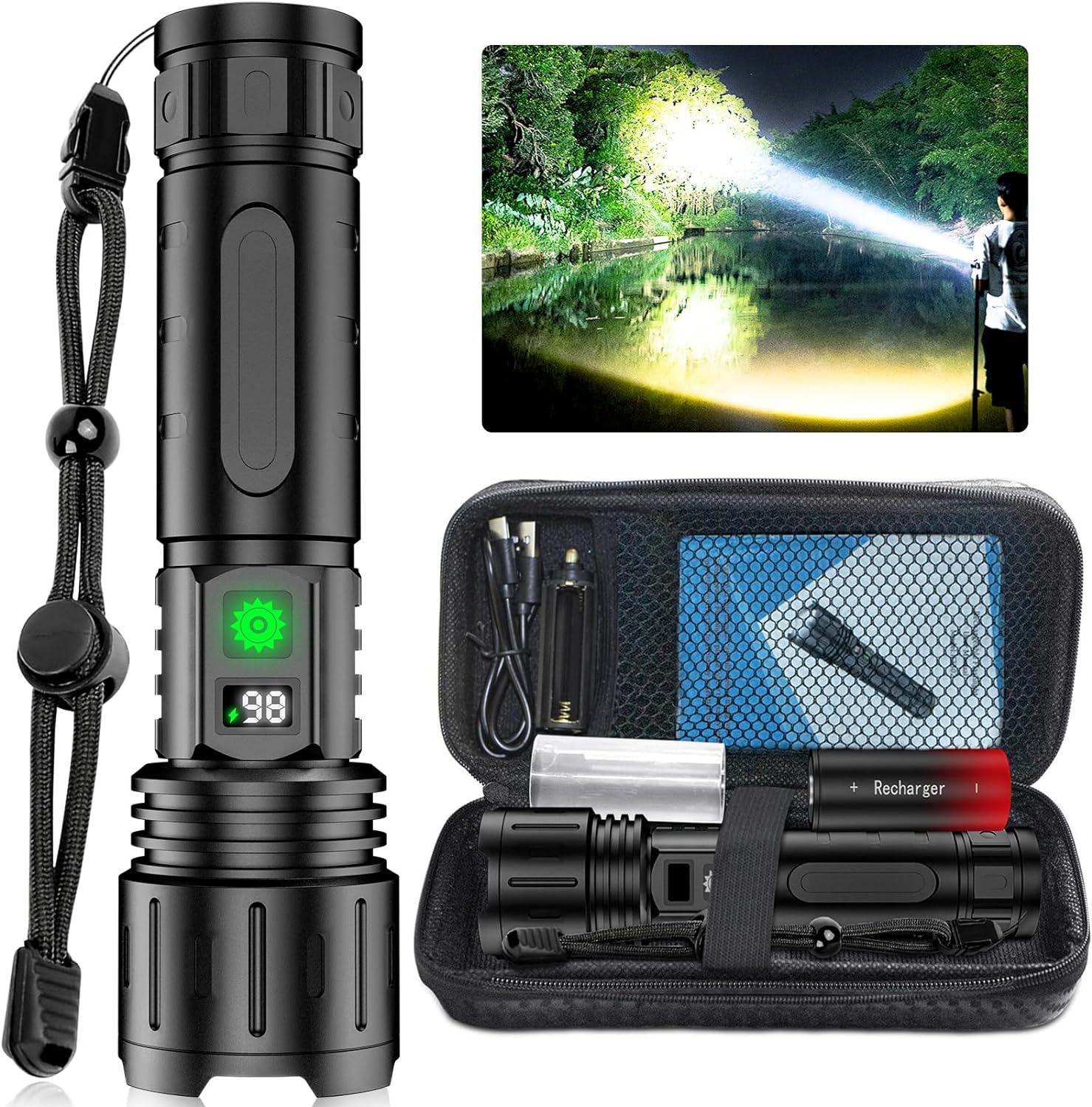 BeamBurst | Ultra Heldere LED Zaklamp - Krachtig, Lange Afstand, Waterdicht, Tactisch, Draagbaar