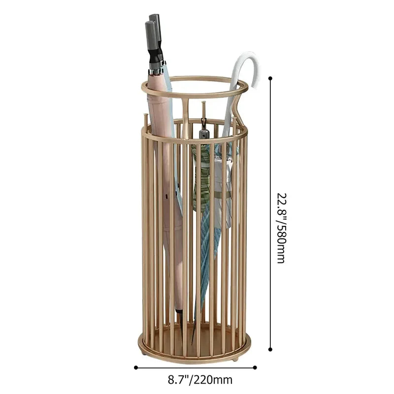 LuxBrolly | Elegante Gouden Metalen Paraplubak - Stijlvol Zuil Ontwerp voor Ingang & Hal