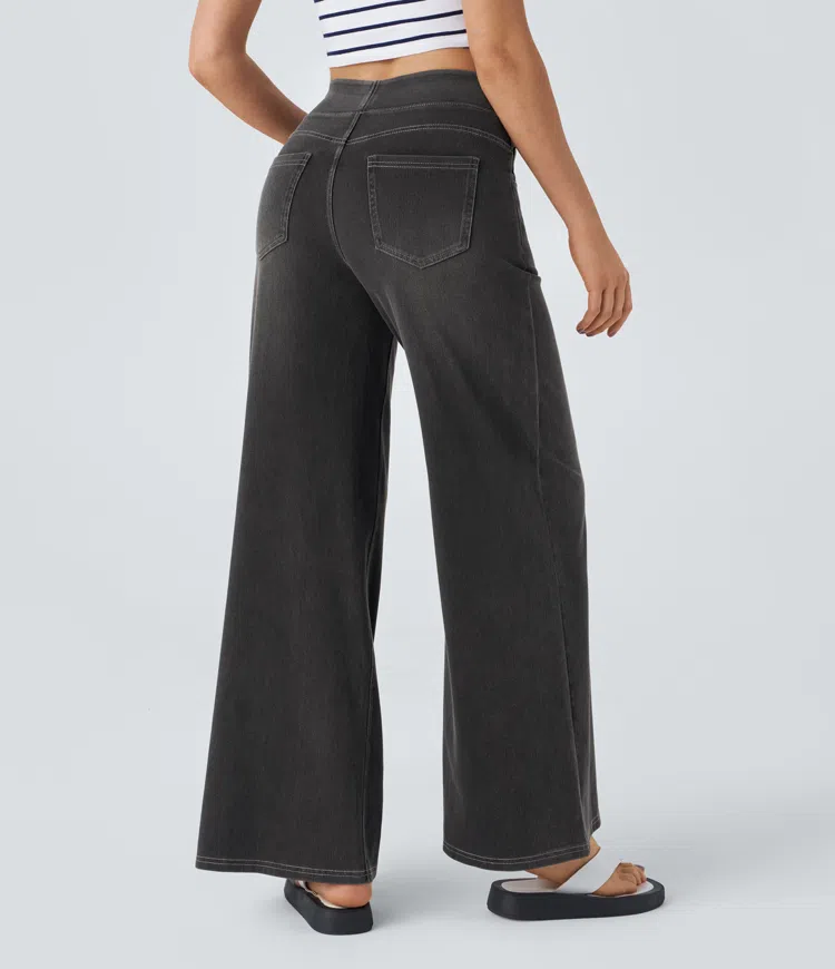 Rexina | Dames high-waisted wijde jeans – Comfortabele stretchdenim, trendy losvallende casual broek