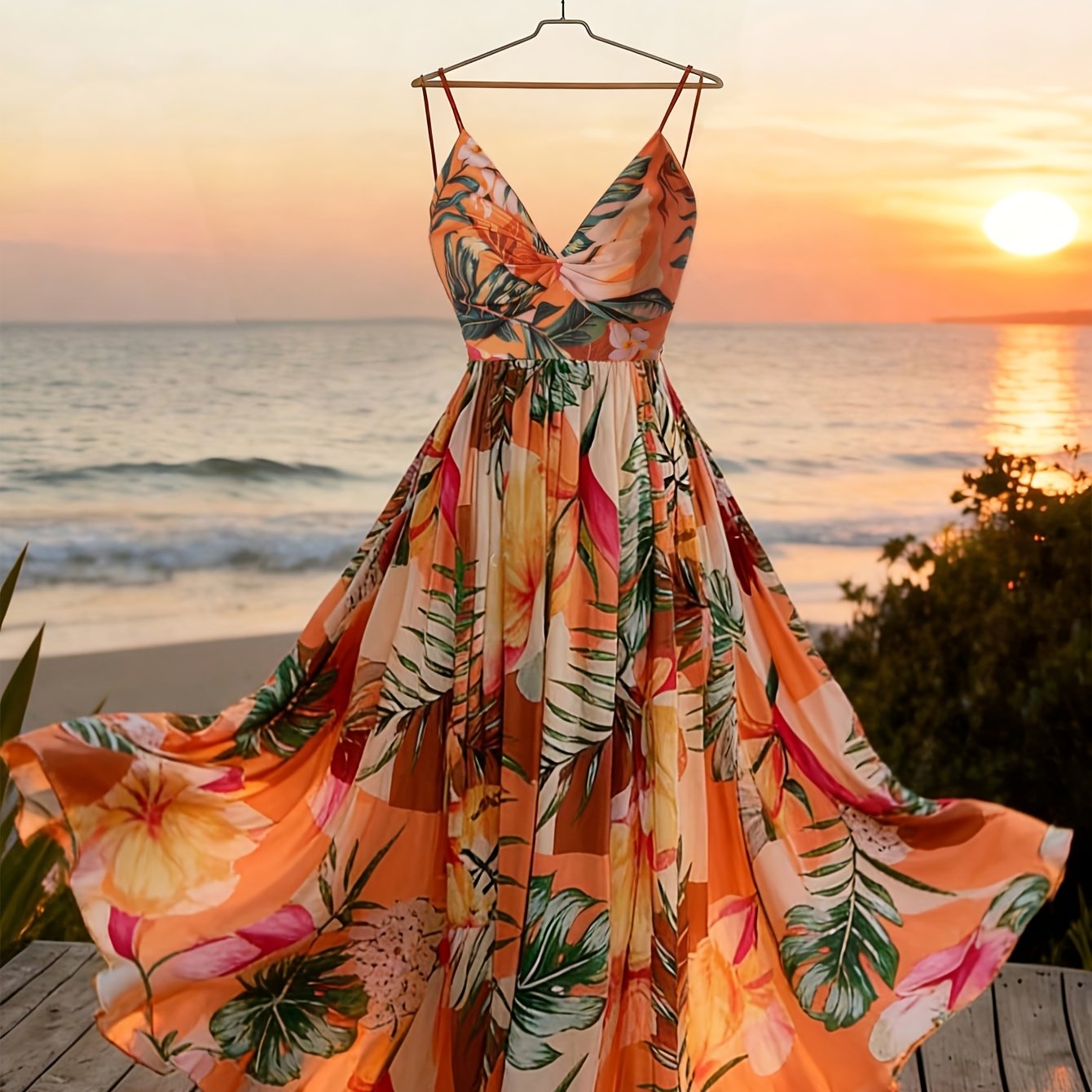 Greya | Zomerjurk voor dames – Midi-jurk met bloemenprint, mouwloos, voor op het strand