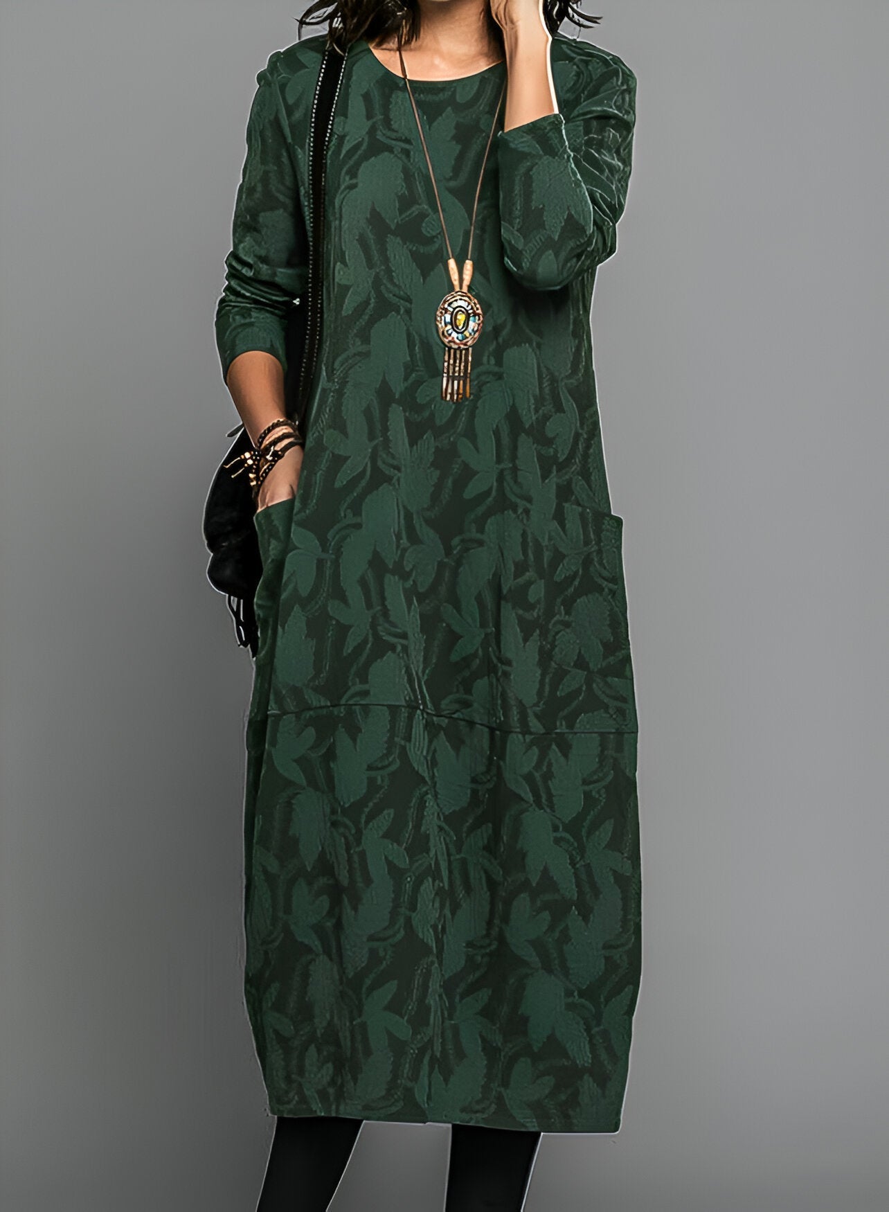Mylesa | Dames Maxi Jurk met Lange Mouwen en Zakken – Casual Elegante Lange Jurk