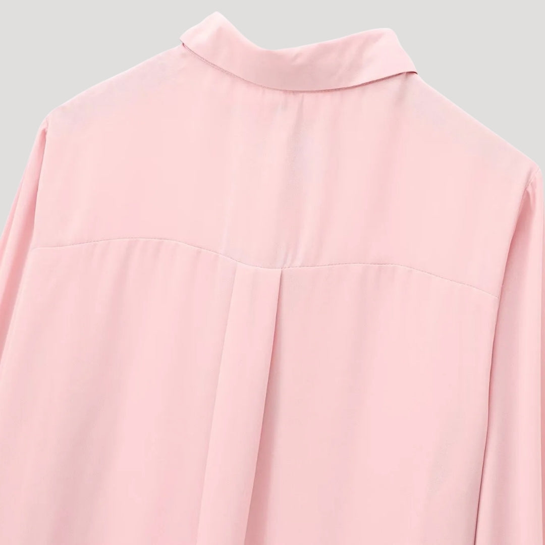 Elowen | Dames chiffonblouse met lange mouwen, stippen en strik – elegante, casual top voor op kantoor