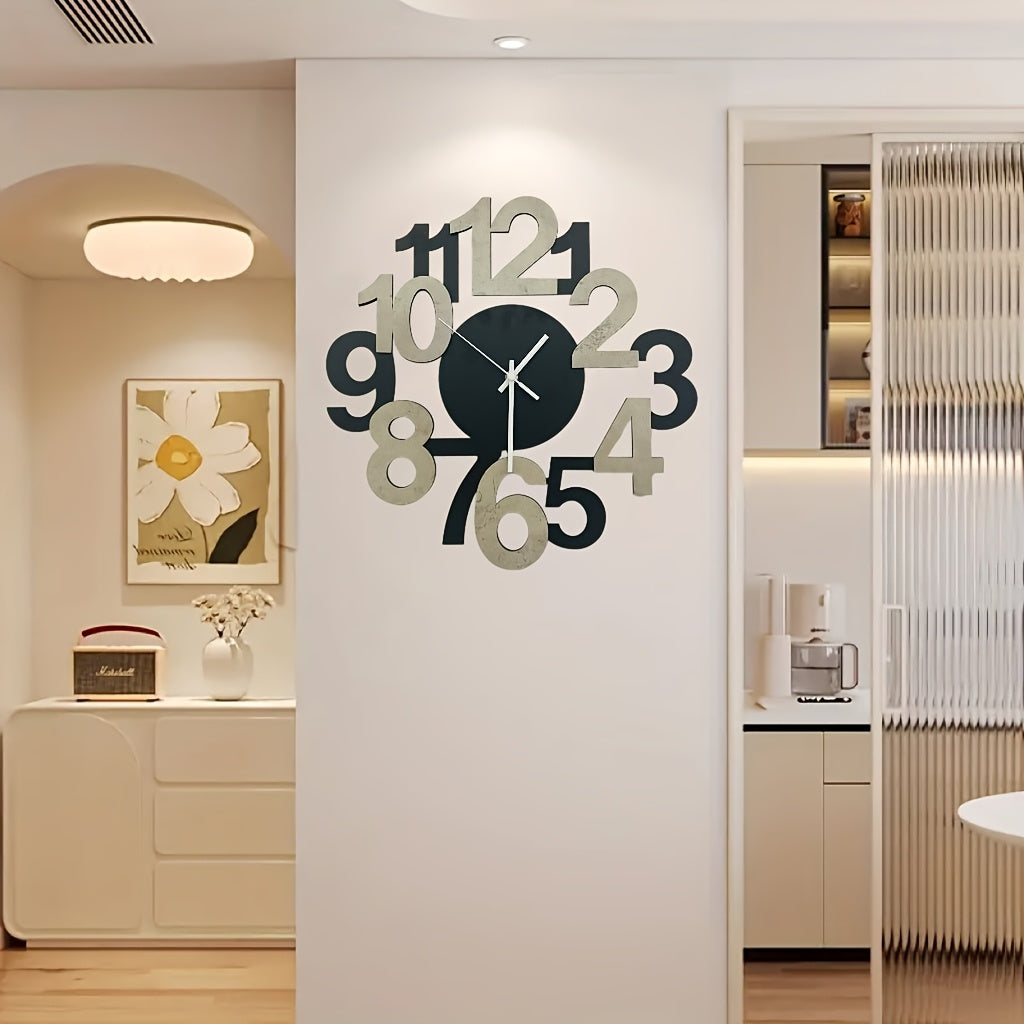 DigiForm | Moderne Metalen Wandklok - Asymmetrisch Digitaal Silhouet Ontwerp