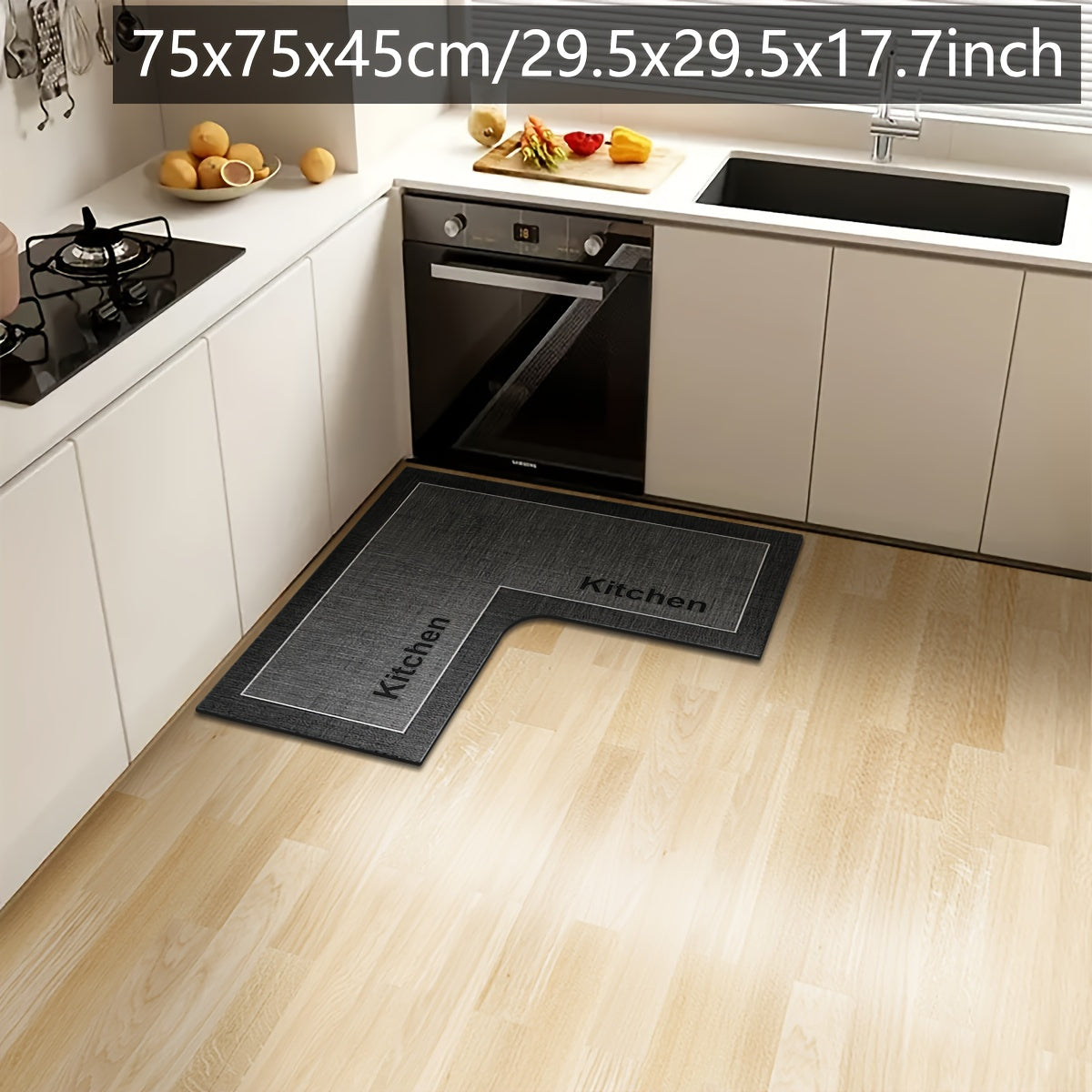 StepNook | Grote L-vormige keukenmat – antislip siliconen onderkant, vloerkleed voor eetkamer en hal
