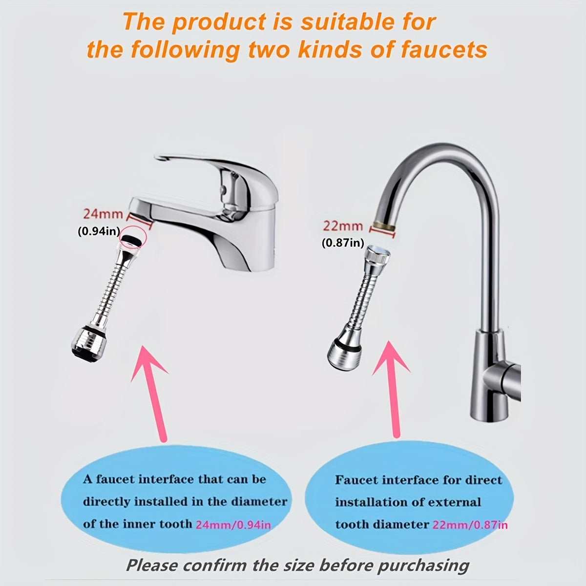 FlexiSpout | Keukenkraanverlenging - Universele anti-spat, 360° draaibaar, wastafeladapter