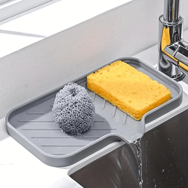 DryDeck | Sneldrogende antislipmat voor keuken- en badkamervoorbladen met afdruipuitloop, zeep- en accessoirehouder
