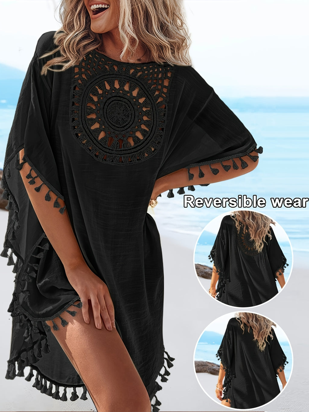 Alora | Boho-strandjurk voor dames – Lichtgewicht zomerse kaftan met V-hals