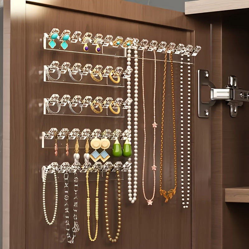 CharmDock | Transparante acryl wandgemonteerde sieradenorganizer met 8 haken