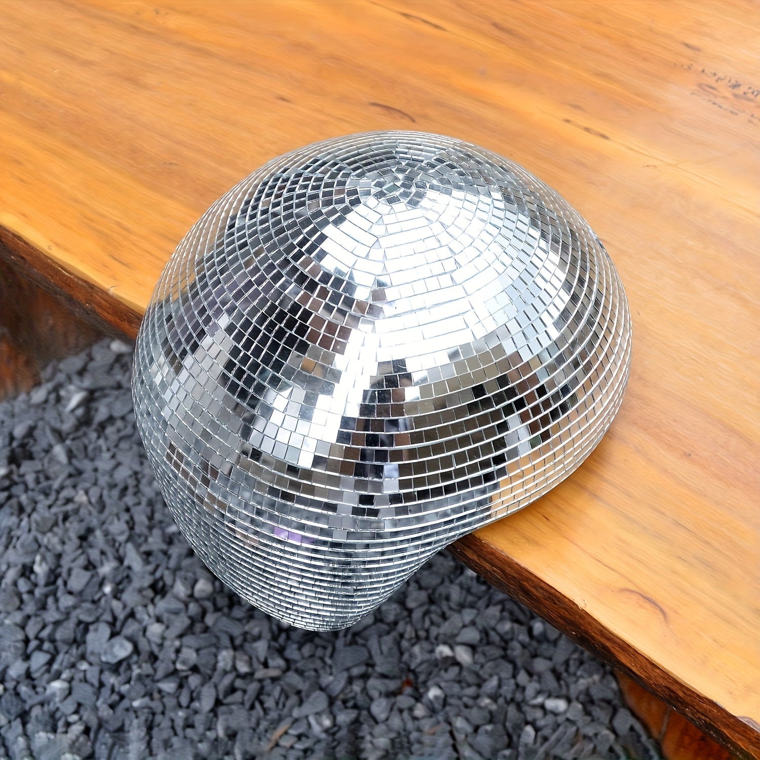 Meltique | Zilverkleurige gesmolten disco bal sculptuur - gespiegeld glas smelten bal, Decoratief Ornament voor in Huis