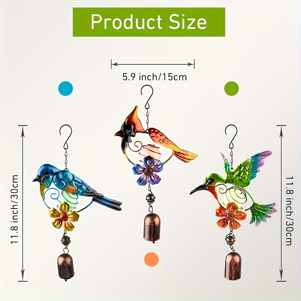 WingChime | Metalen Kolibrie Windgong voor Buiten, Tuindecoratie, Kleurrijke Veren Hangornament