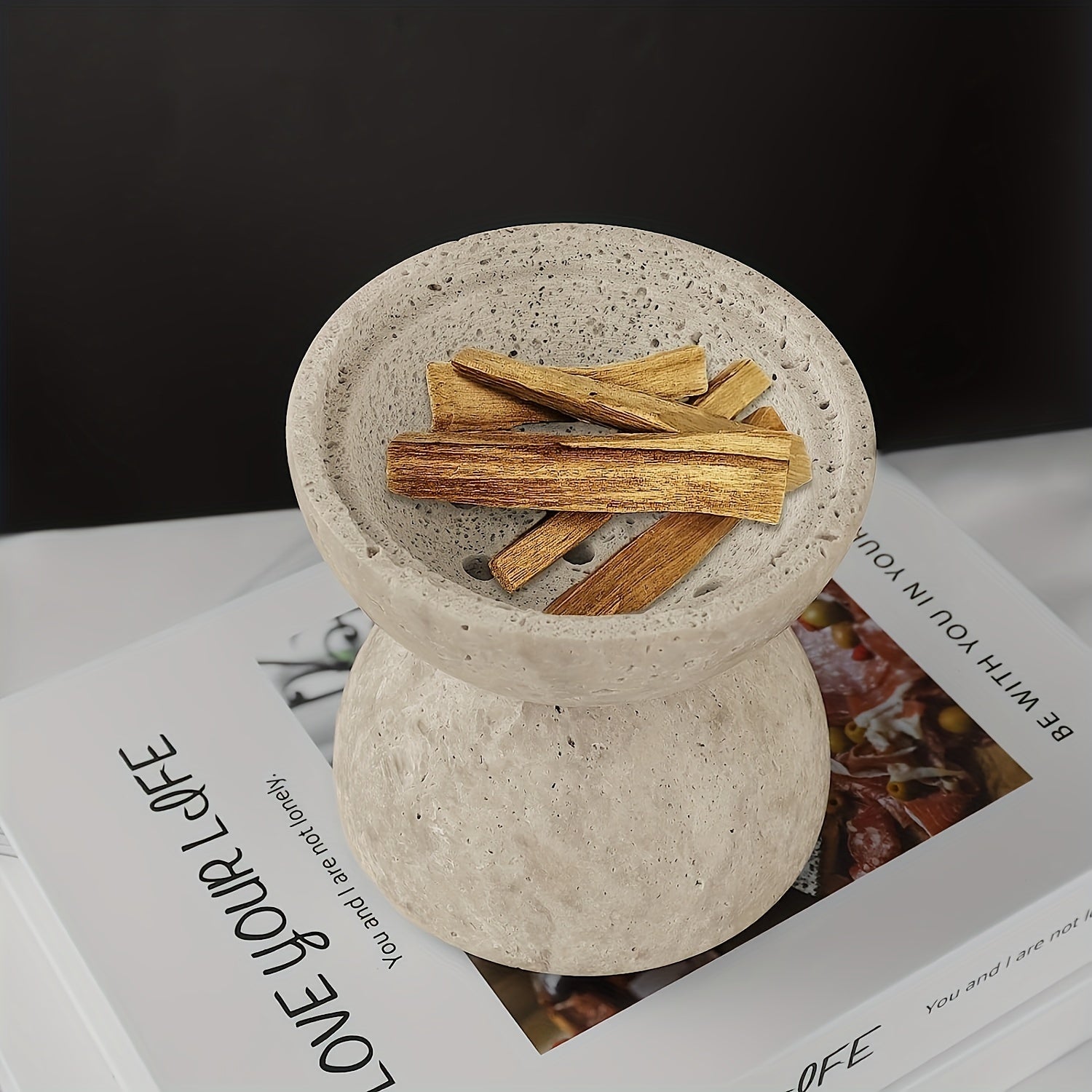 Spheriscent | Natuurlijke travertijn wierookbrander – Aromatherapie & woondecoratie