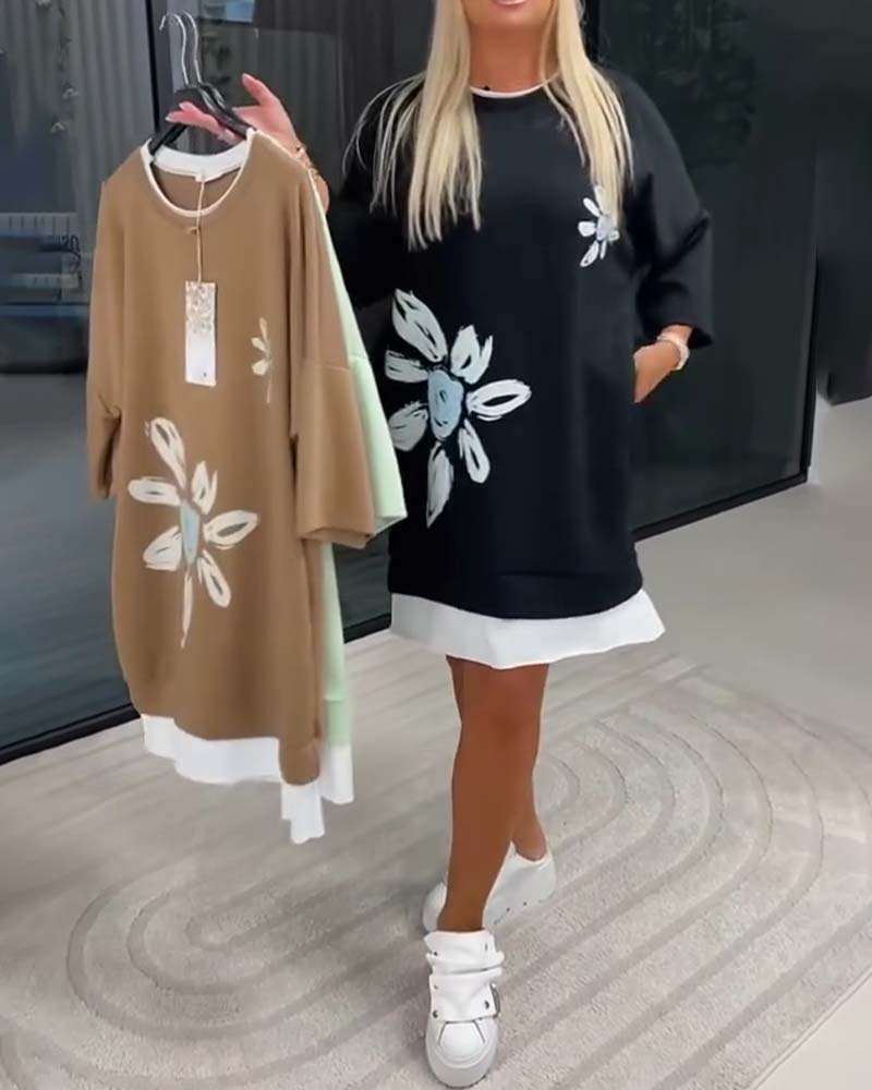 Arlira | Casual Jurk – 3/4 Mouwen, 2-Lagen Design, Comfortabel & Stijlvol