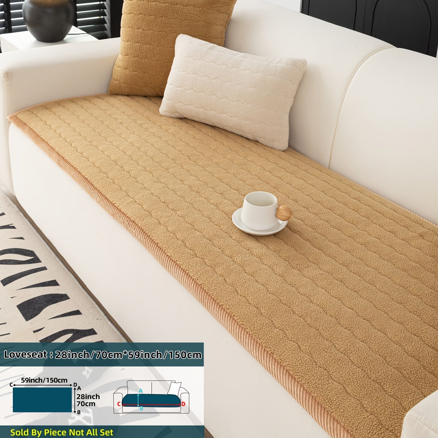 SnugWrap | Slipvaste Sofa Overtrek van Dik Pluche - Machinewasbaar, Huisdiervriendelijke Bankbeschermer voor de Woonkamer