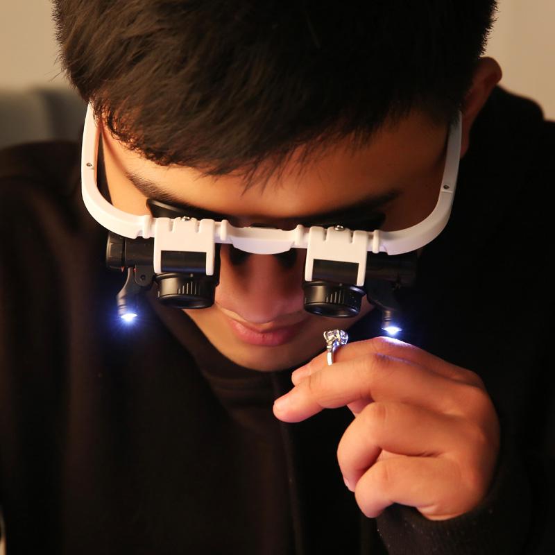 OptiBeam | LED-vergrootglas – Handsfree vergrootglas met verstelbare lens en LED-lampje voor knutselen en elektronica