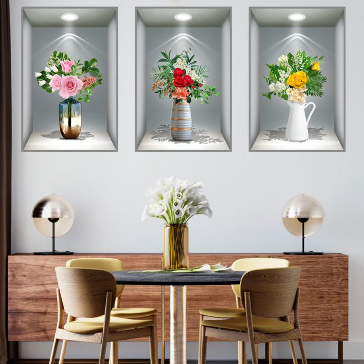 Botani3D | 3D Bloemenvaas Muurstickers Set voor Home Decor - Natuur-Geïnspireerde Muurkunst