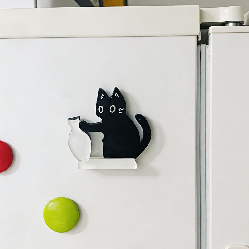 ShadowCat | Zwarte kat koelkastmagneet – Leuke keukendecoratie, koelkastaccessoire