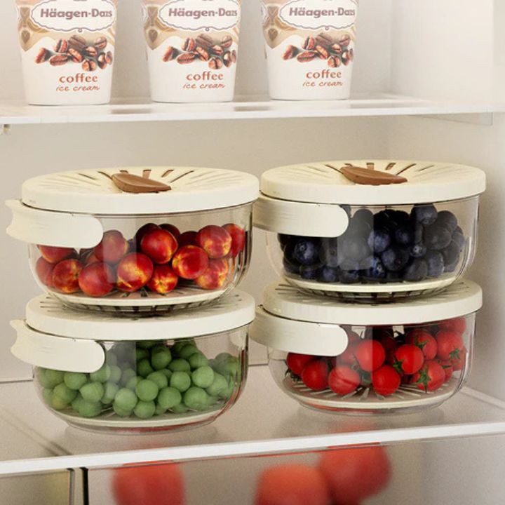 FlowBasket | 2-in-1 mand voor uitlekken en bewaren - ruimtebesparende oplossing voor het bereiden en bewaren van fruit en groenten - vaatwasmachinebestendig