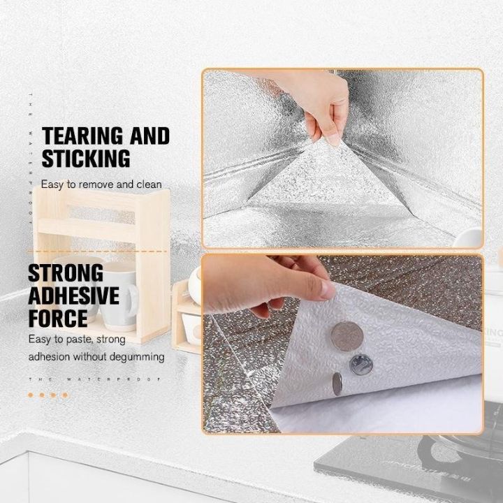 OilGuard | Zelfklevende aluminiumfolie keukenachterwand - oliebestendig, waterbestendig
