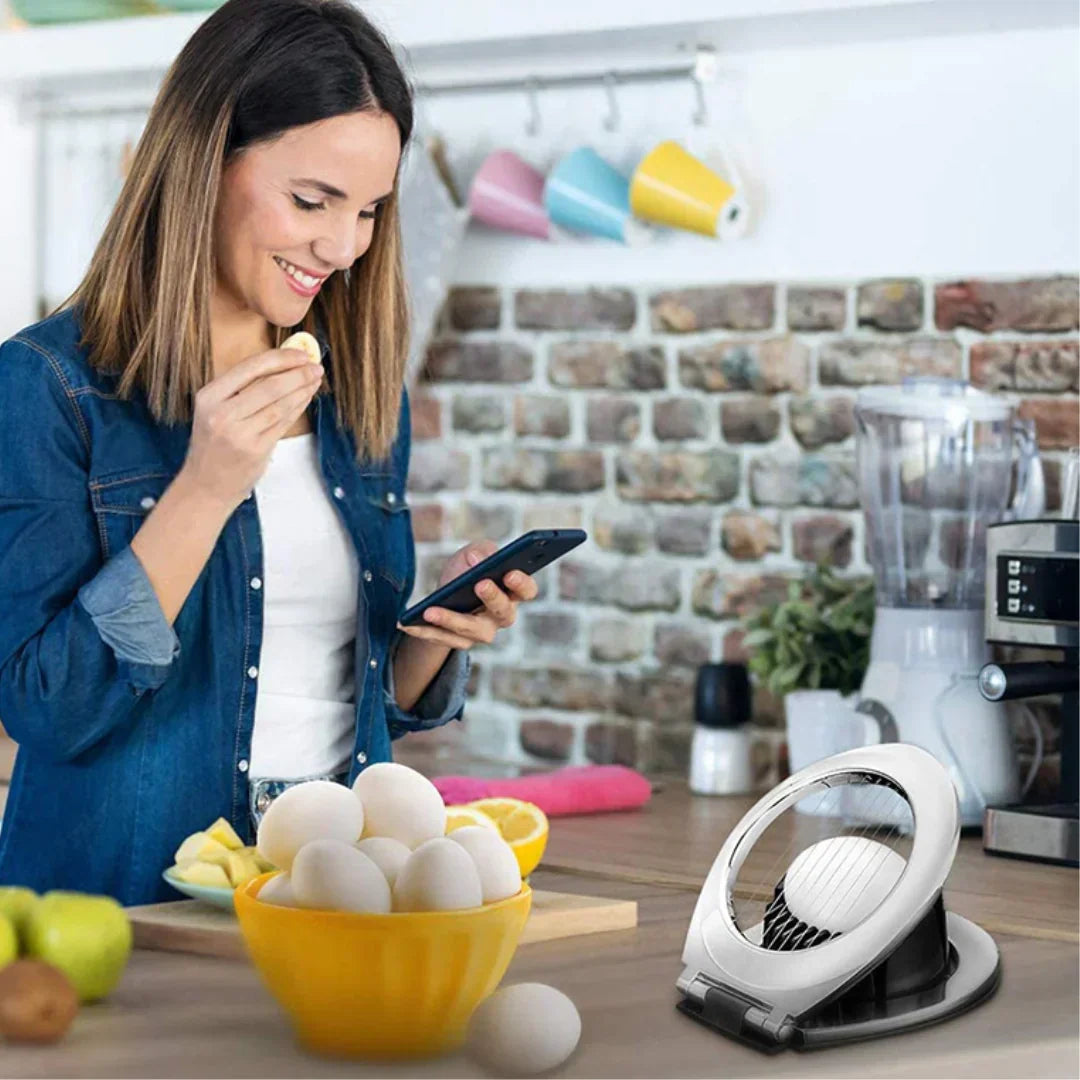 EggTrim | 3-in-1 roestvrijstalen eiersnijder – multifunctioneel keukengereedschap voor gekookte eieren