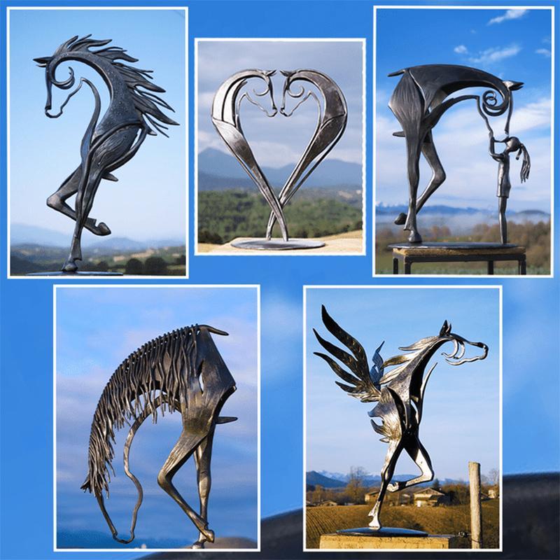 Equestro | Tuinpaardbeeldhouwwerk - Decoratief metalen buitenpaardbeeld voor in de tuin