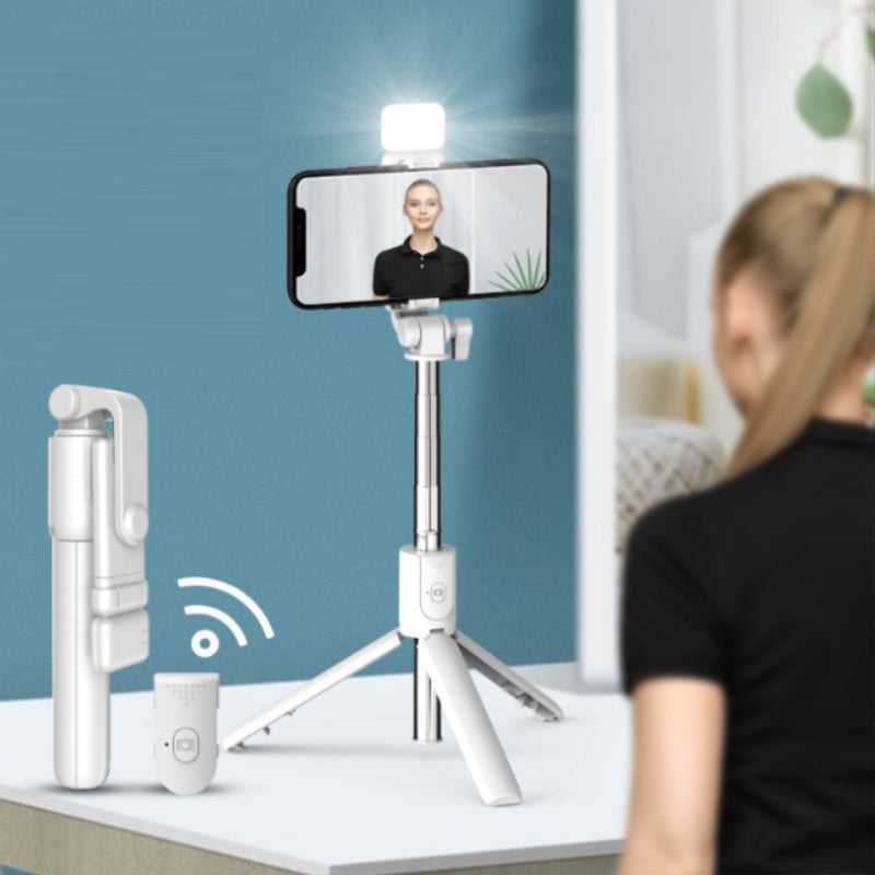 FlickStick | 6-in-1 Selfie Stick met Statief & Licht - Bluetooth Afstandsbediening, Opvouwbaar, Uitschuifbaar