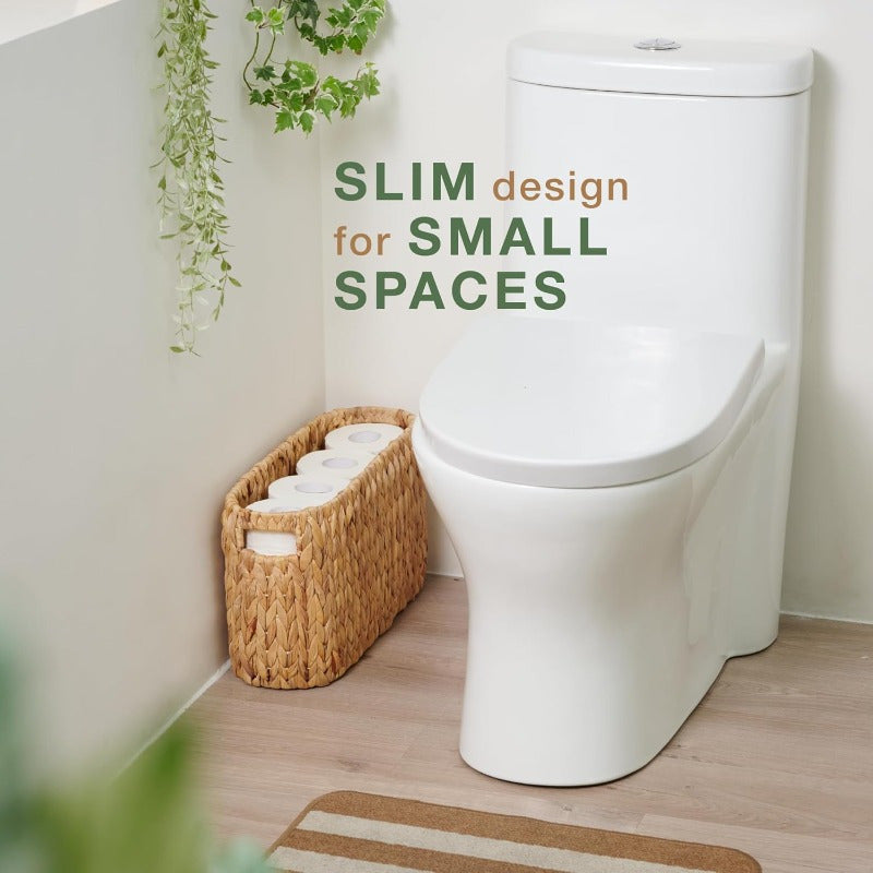 RollCrate | Geweven toiletpapiermand – Stijlvolle opbergmand voor in de badkamer met deksel