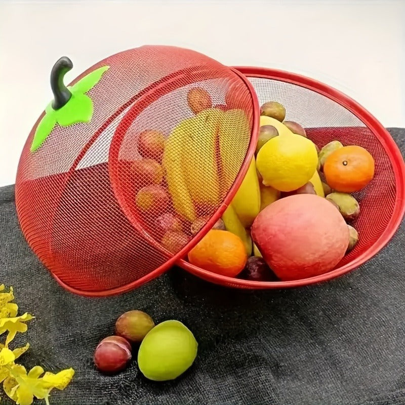 MeshFresh | Stevige Metalen Fruitmand met Gaasdeksel – Roestvrije Keukenopbergkom