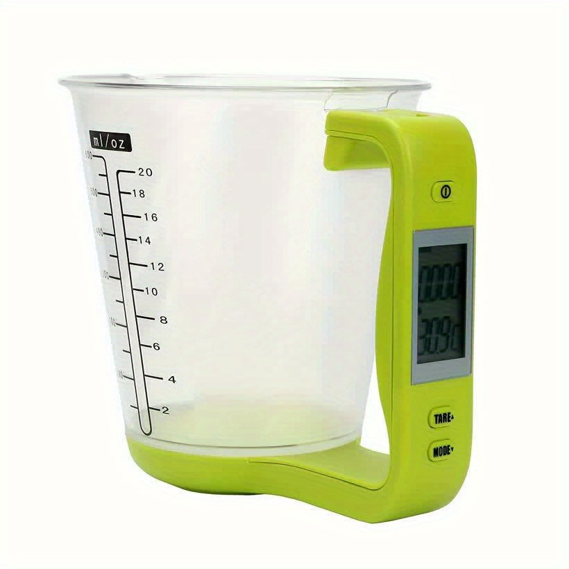 ScaleCup | Compacte digitale keukenweegschaal met LCD-scherm, precieze maatbeker, beker