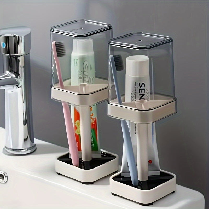 VitaBrush | Minimalistische tandenborstelhouder met mondspoelbeker en deksel – badkamerorganizer