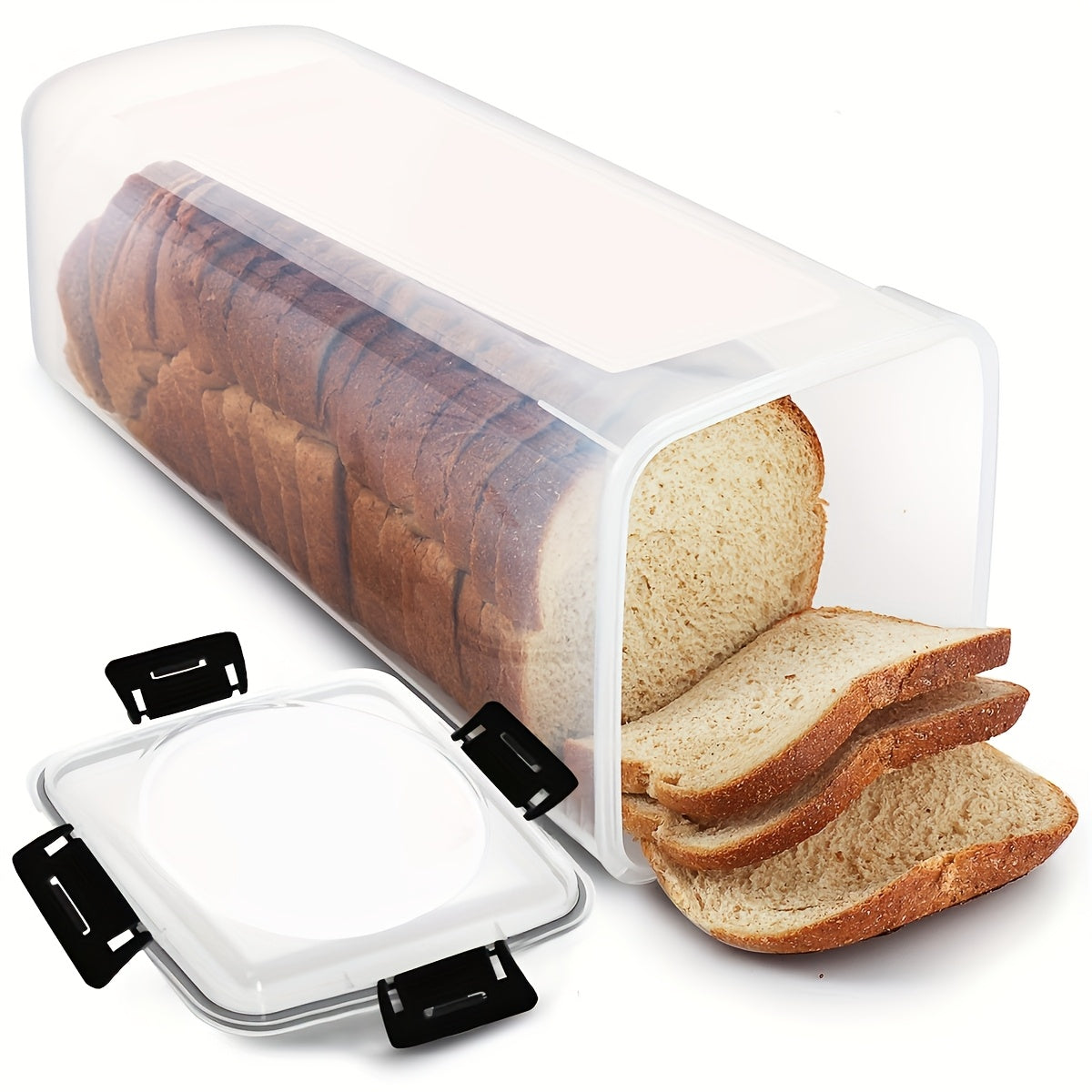 FreshLoaf | Luchtdichte broodtrommel met snijgeleider - Transparante Plastic Broodtrommel