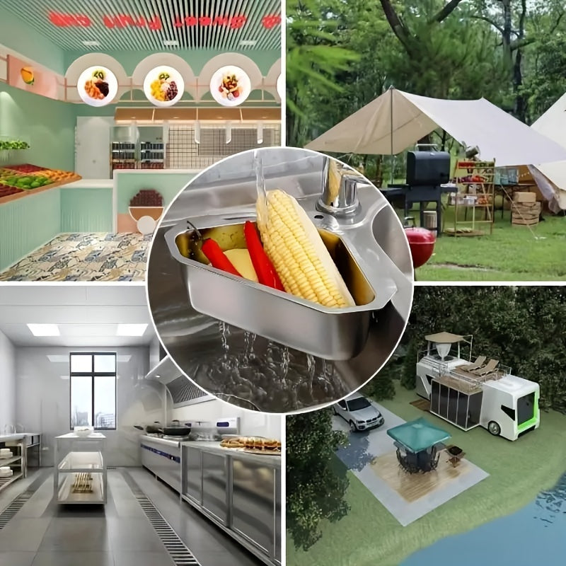 SinkMate | Roestvrijstalen driehoekige afvoerzeef voor spoelbak – Keukenzeef
