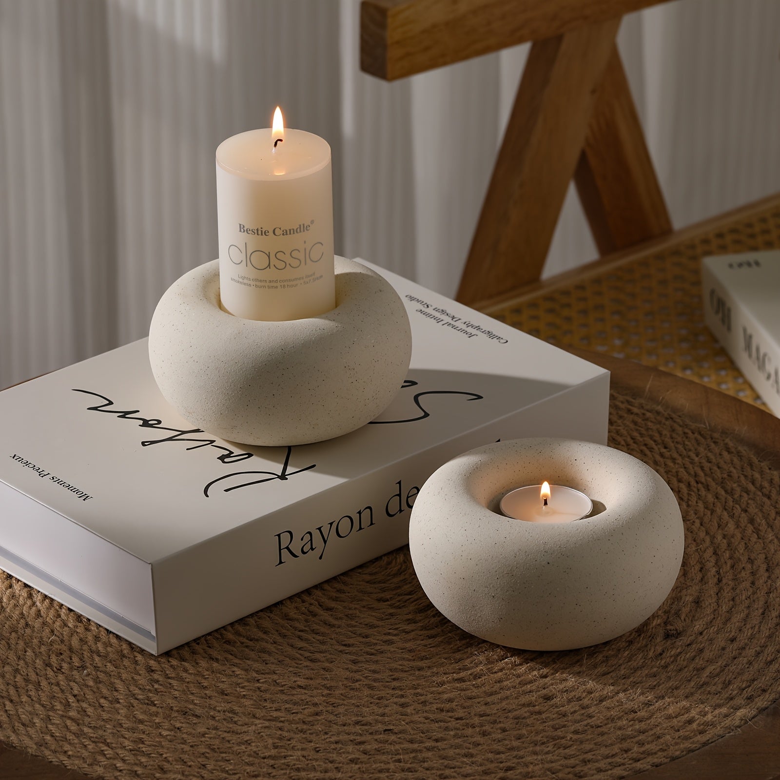 CandleNest | Keramische Donut Kaarsenhouder – Modern Vintage Tafelstuk, Decoratieve Centerpiece