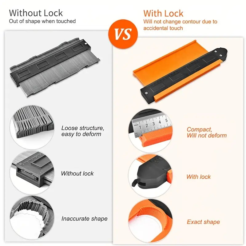 ExactoForm | Contourmeterprofielgereedschap met vergrendeling – Kopieer onregelmatige vormen