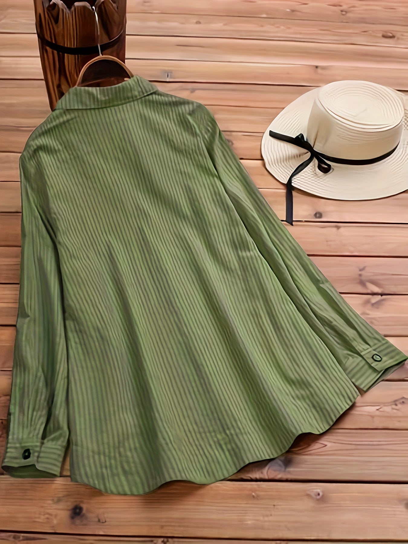 Alviana | Dames Gestreept Shirt met Lange Mouwen en Knopen – Casual Lange Top met Nepzak