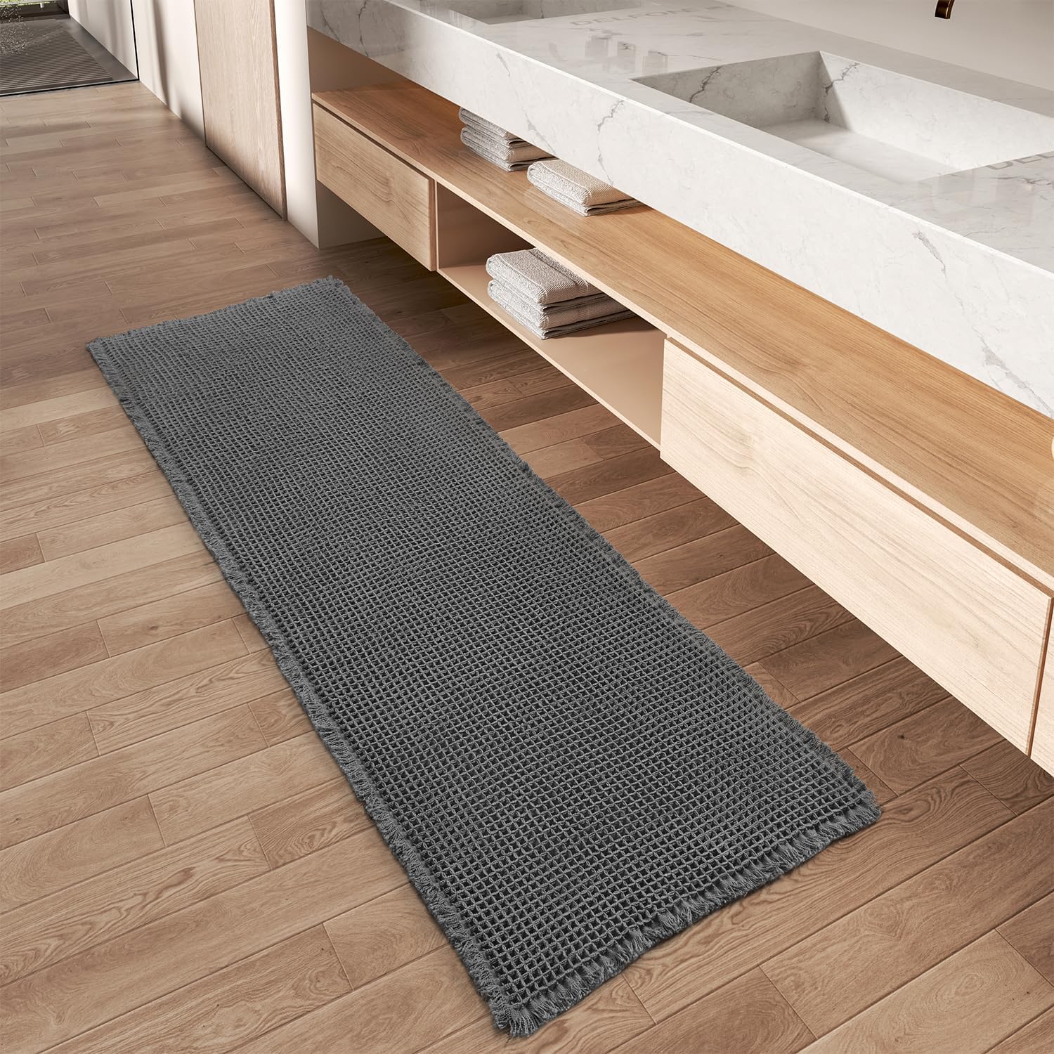 WaffleWeave | Boho Wafel loper tapijt - anti-slip - Wafel Weave bad / keuken gang loper