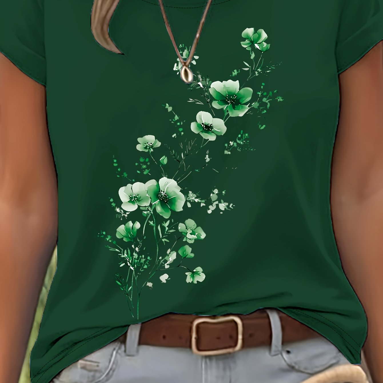 Naya | Zomer-T-shirt voor dames – Casual, lichtgewicht top met bloemenmotief in aquarelstijl