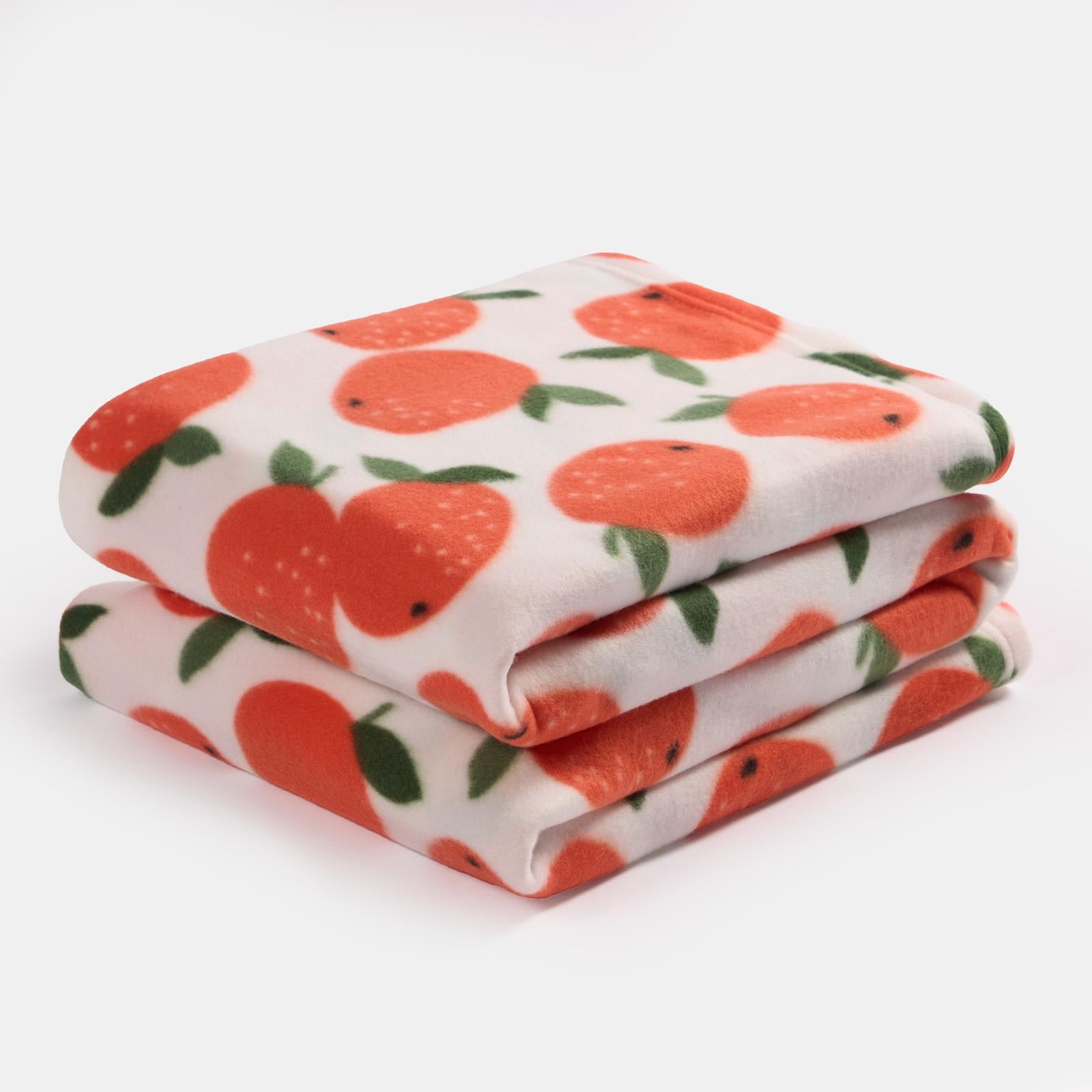 CitrusCozy | Oranje fleecedeken - decoratief fleecedeken met fruitprint, knusse woon- en slaapkamerdeken