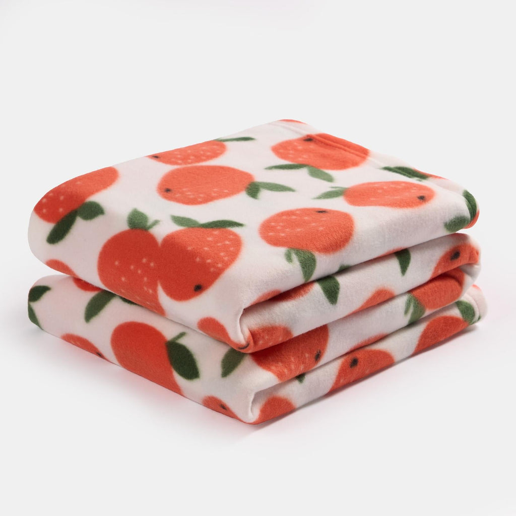 CitrusCozy | Oranje fleecedeken - decoratief fleecedeken met fruitprint, knusse woon- en slaapkamerdeken