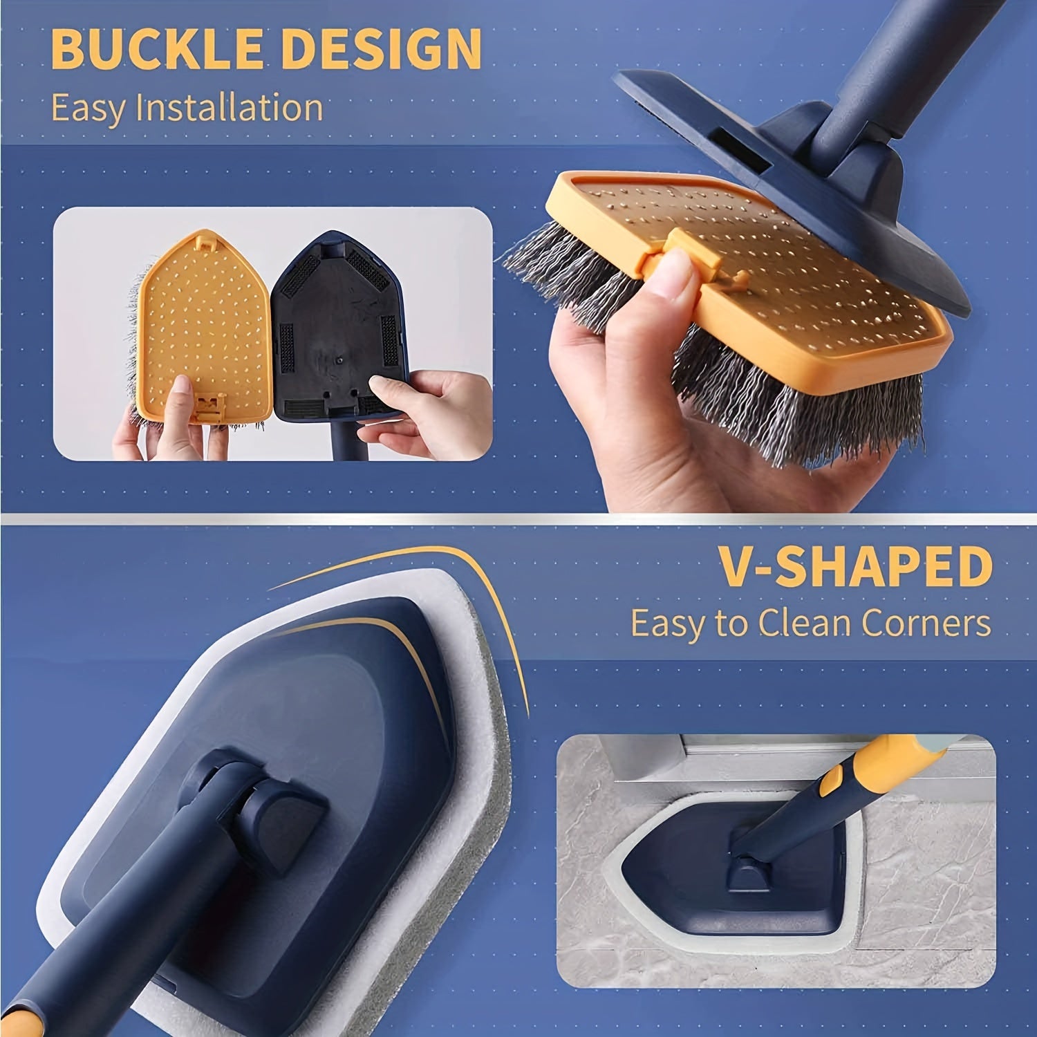 MightyBrush | 3-in-1 uitschuifbare bad- en tegelschrobborstel – 127 cm lange steel, badkamer-, bad-, vloer- en toiletreiniger