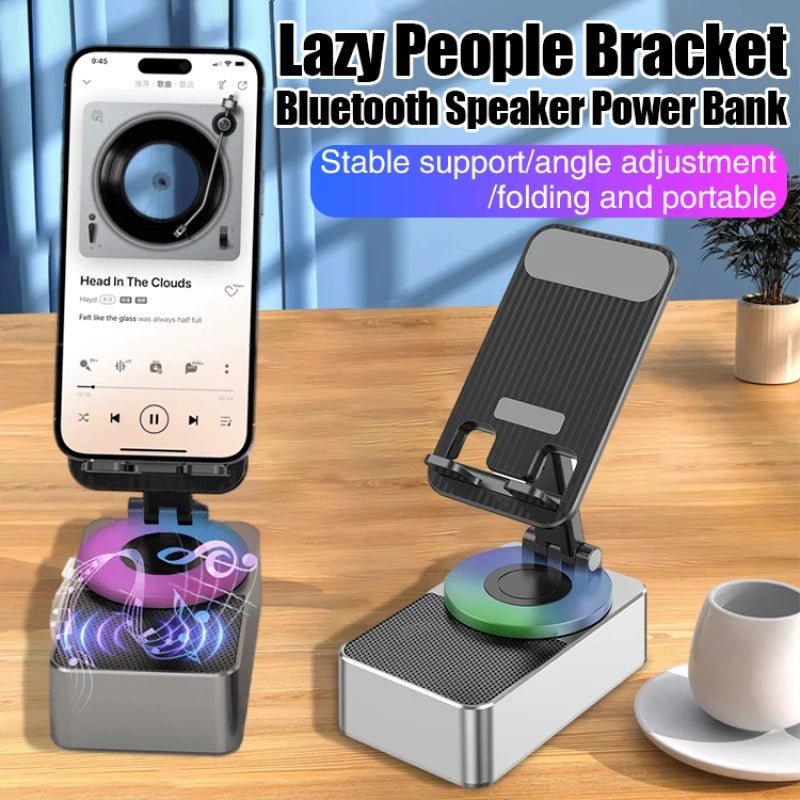 PowerPod | 3-in-1 Telefoonhouder met Bluetooth Speaker & Powerbank – Bureaustandaard