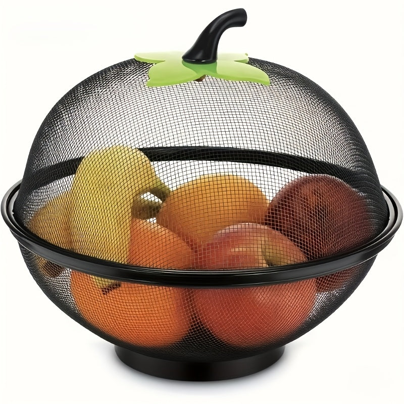 MeshFresh | Stevige Metalen Fruitmand met Gaasdeksel – Roestvrije Keukenopbergkom