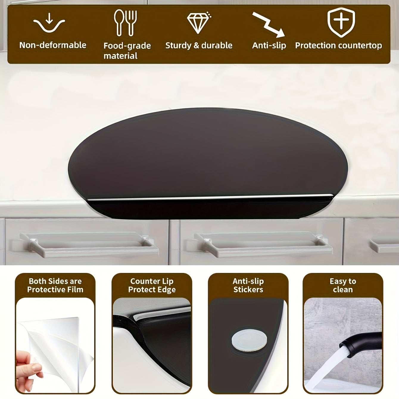 AureBoard | Antislip groenteschaafplank – transparant zwart, vaatwasmachinebestendig