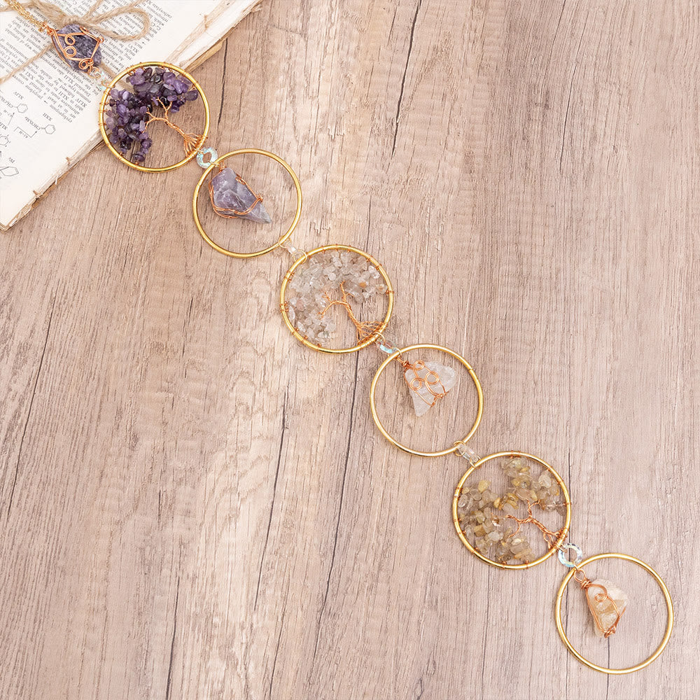 LifeGems | Kristallen Levensboom Wanddecoratie, 6 Ringen, Huisornament