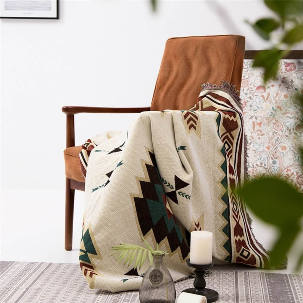 TribalCozy | Geometrisch Azteeks Plaid – Zacht Lichtgewicht Polyester-Katoen, Boho Tribal Patroon